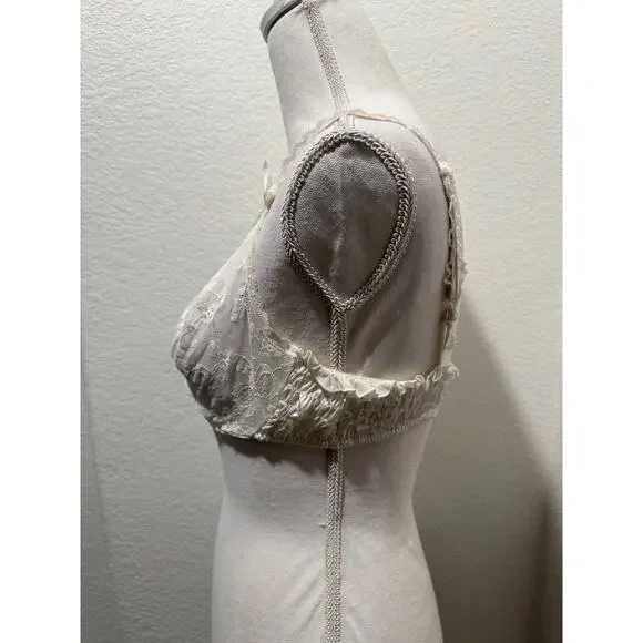 Vintage 90s Victoria's Secret Second Skin High Cut Brief Panties L Bra 36C White - Picture 7 of 15